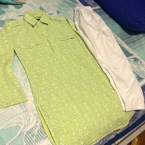 Light green boy Kurta Pajama boy size 7-8 (slim)  mehndi event